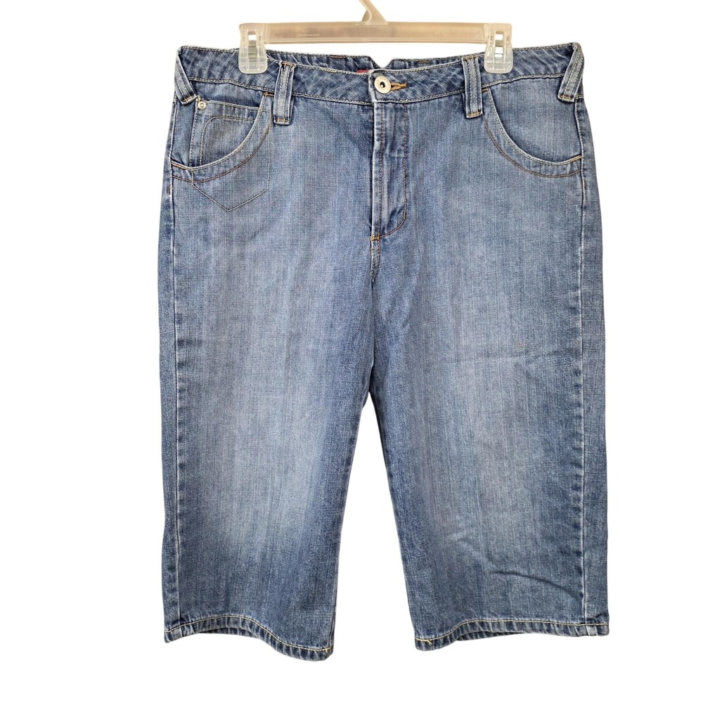 VTG Y2K Long Crop Shorts Bermuda Women 12 Modest Grunge Boxy Faded Glory 90s